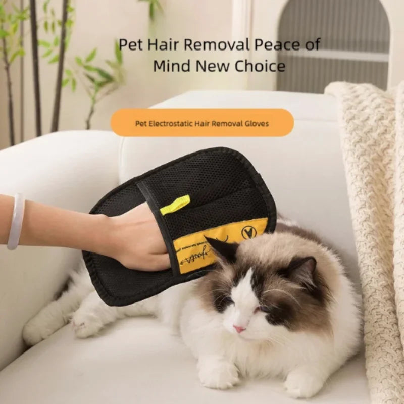 Pet Grooming Gloves for Effective Cat and Dog Hair Removal - Household Cleaning Tool